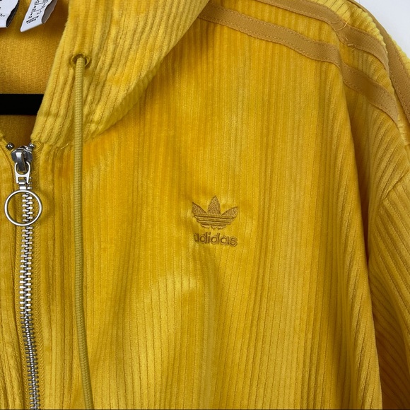 ADIDAS Cropped Yellow Corduory Stripe Hoodie - Picture 6 of 6